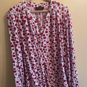 Lane Bryant Red/White floral popover blouse, Size 22/24